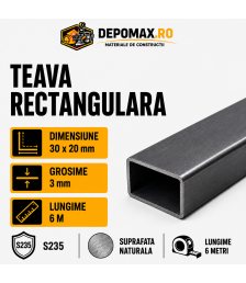 Teava rectangulara 30 x 20 x 3 mm, 6 metri
